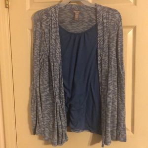 Blue top with attached cardigan